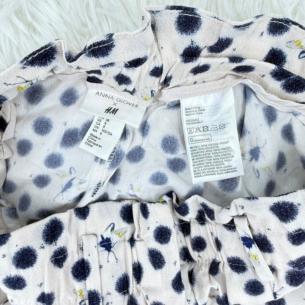 H&M Anna Glover Polka Dot Shorts High Waist Casual Summer Size 8 Chic Summer Fun - Picture 5 of 10